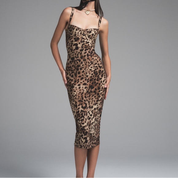 DOLCE AND GABBANA X SKIMS NEW SKIMS BODY DRESSLEOPARD NEW WITH TAGS